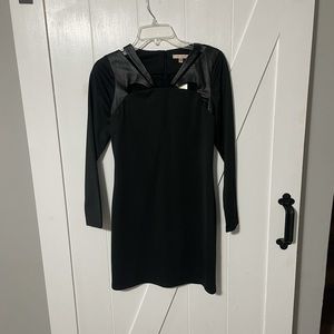 Skies Are Blue Little Black Dress Size 8 with Faux Leather Detail Zip Up